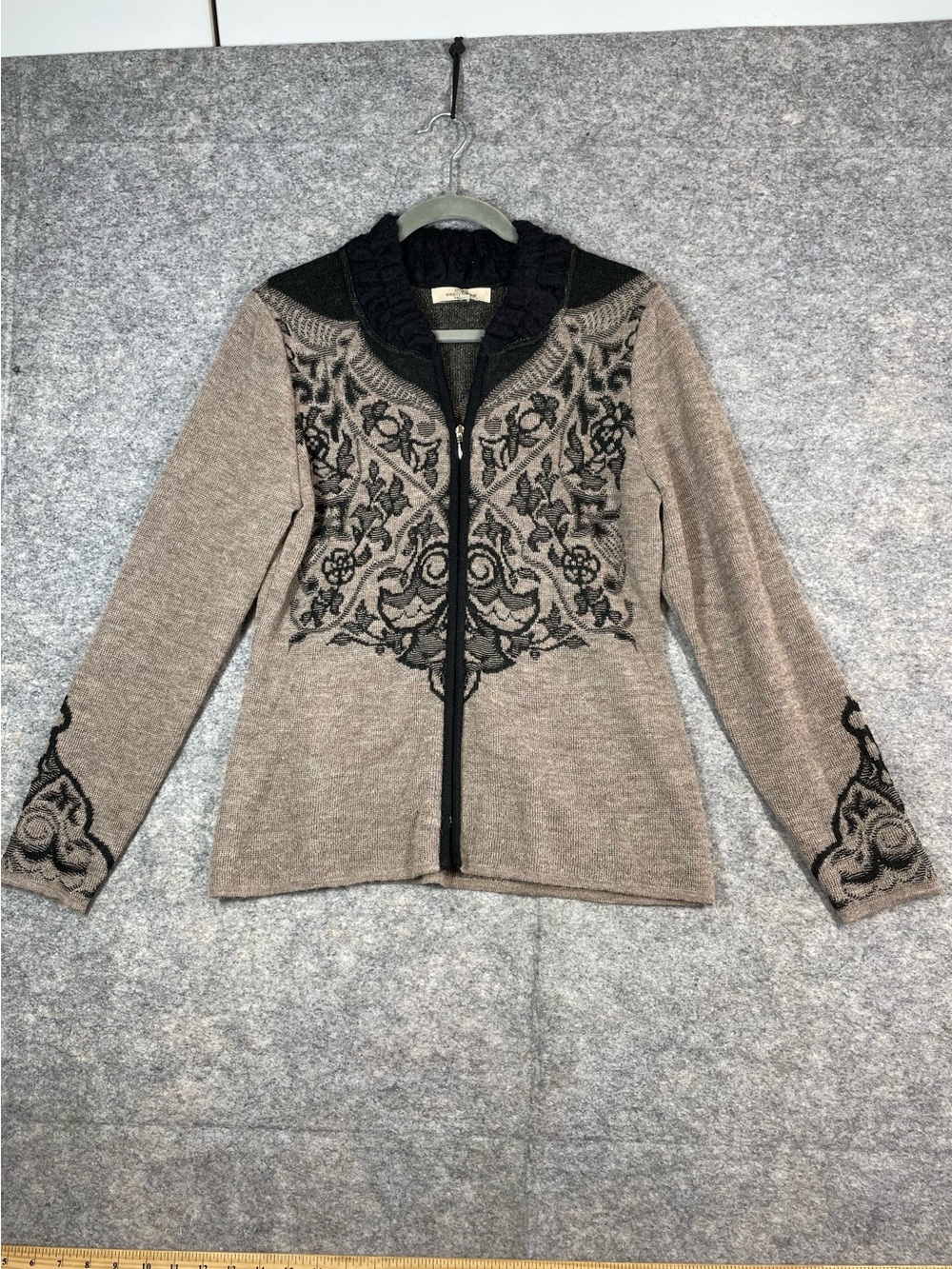 Simply Natural Ana Alpaca Zip Up Cardigan Sweater Small Boho Cozy Cottagecore